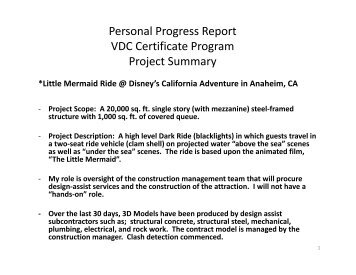 Personal Progress Report VDC Certificate Program Project Summary