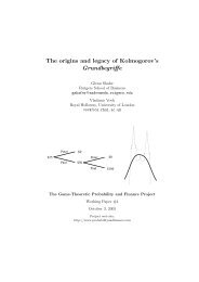 The origins and legacy of Kolmogorov's ... - Bruno de Finetti