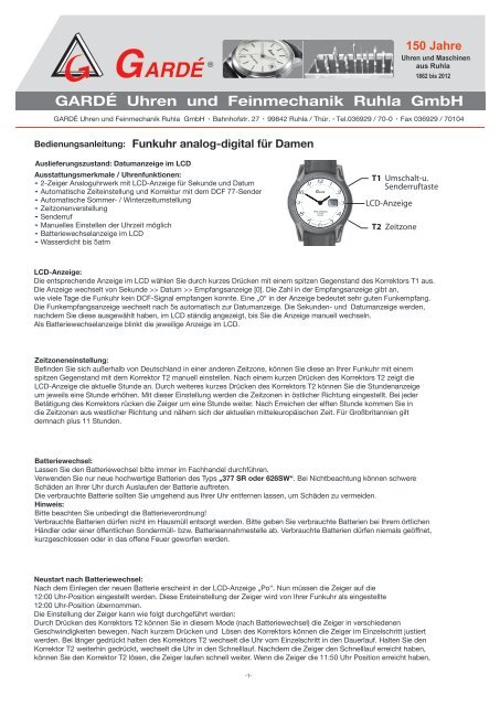 funkuhr nach batteriewechsel neu einstellen