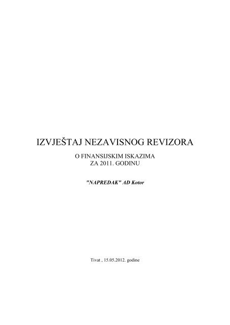 2011 IzvjeÅ¡taj revizora - Komisija za hartije od vrijednosti