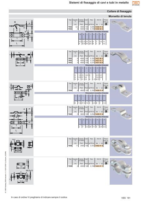 VBS. Sistemi di fissaggio di cavi e tubi in metallo - OBO Bettermann