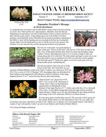 x - Hawaii Chapter, American Rhododendron Society