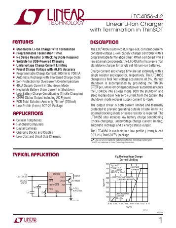 LTC4056-4.2 - Linear Li-Ion Charger with ... - Linear Technology