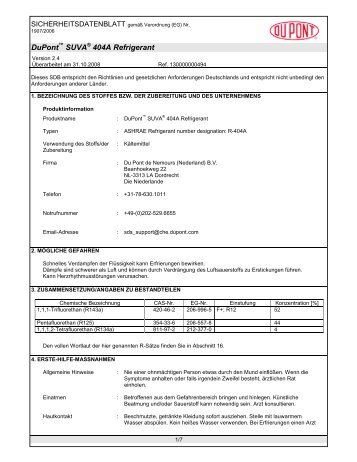 DuPont SUVA 404A Refrigerant