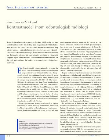 Kontrastmedel inom odontologisk radiologi - Den norske ...