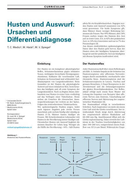 Husten und Auswurf: $$ Ursachen und Differentialdiagnose - Swiss ...