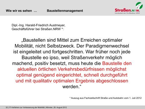 Neue IT-Verfahren bei StraÃen.NRW zur Verbesserung der MobilitÃ¤t ...