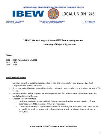 Summary of Physical - IBEW Local 1245