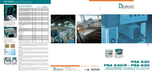 PSA 530 PSA 630/R - PSA 630 - Griggio Woodworking Machinery