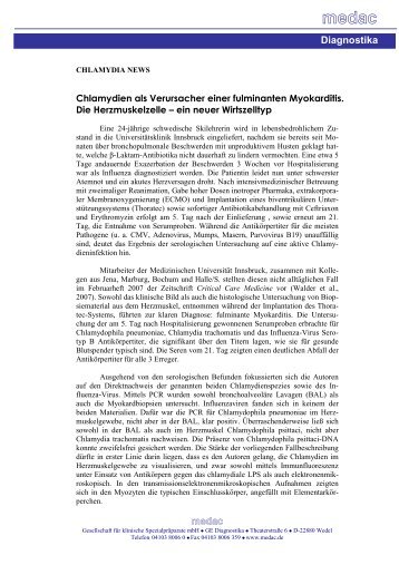 Chlamydien als Verursacher einer fulminanten Myokarditis.