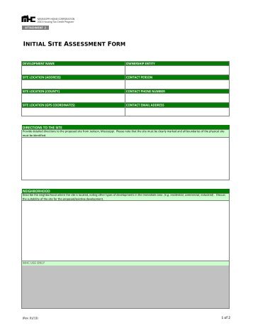 2-Initial Site Assessment Form - Mississippi Home Corporation