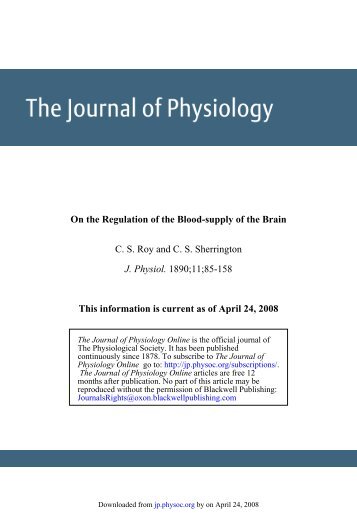 1890;11;85-158 J. Physiol. C. S. Roy and C. S. Sherrington On the ...