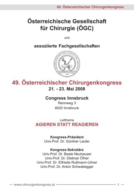 Wissenschaftliches Programm - Ãsterreichischer Chirurgenkongress