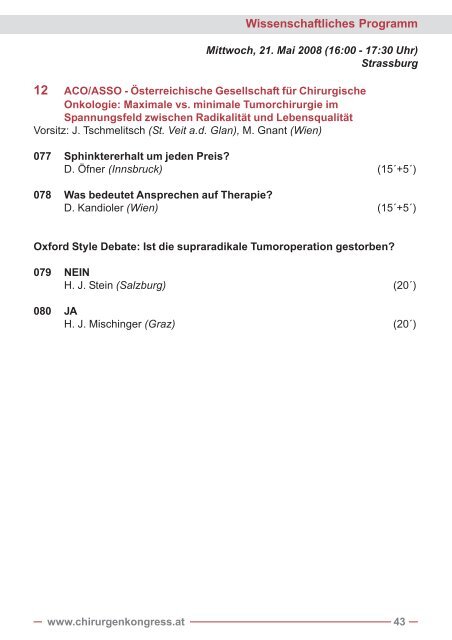 Wissenschaftliches Programm - Ãsterreichischer Chirurgenkongress