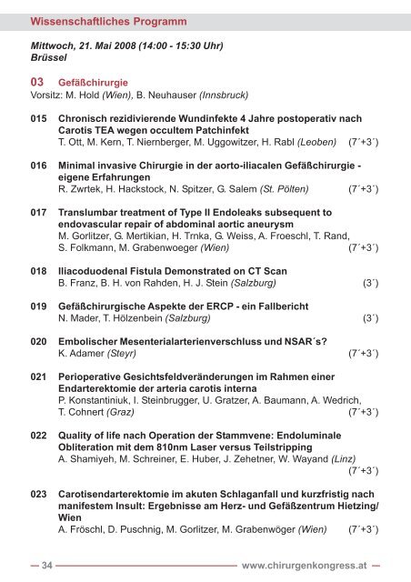 Wissenschaftliches Programm - Ãsterreichischer Chirurgenkongress