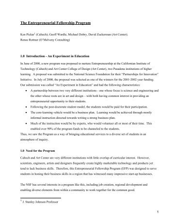 The Entrepreneurial Fellowship Program - Ken Pickar - Caltech