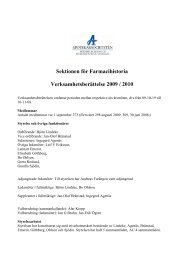 Sektionen fÃ¶r Farmacihistoria VerksamhetsberÃ¤ttelse 2009 / 2010