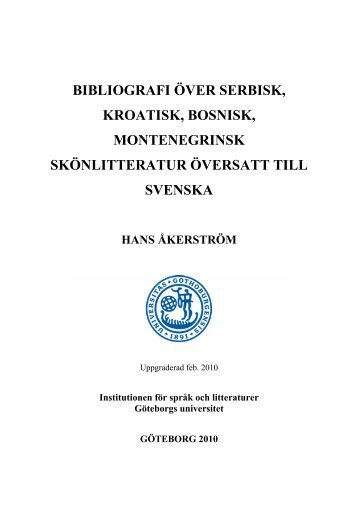 bibliografi över serbisk, kroatisk, bosnisk ... - Slaviska språk
