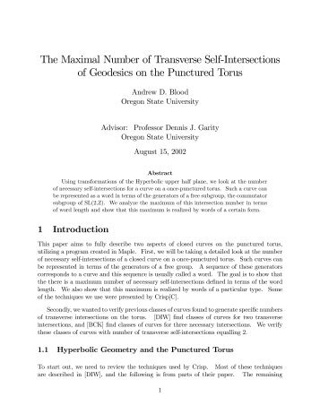 The Maximal Number of Transverse Self-Intersections of Geodesics ...