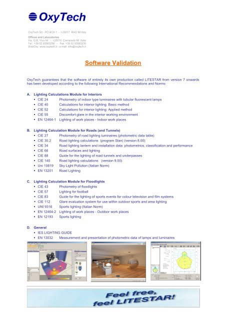 LITESTAR Software Validation - Rv05 300911 - Oxytech