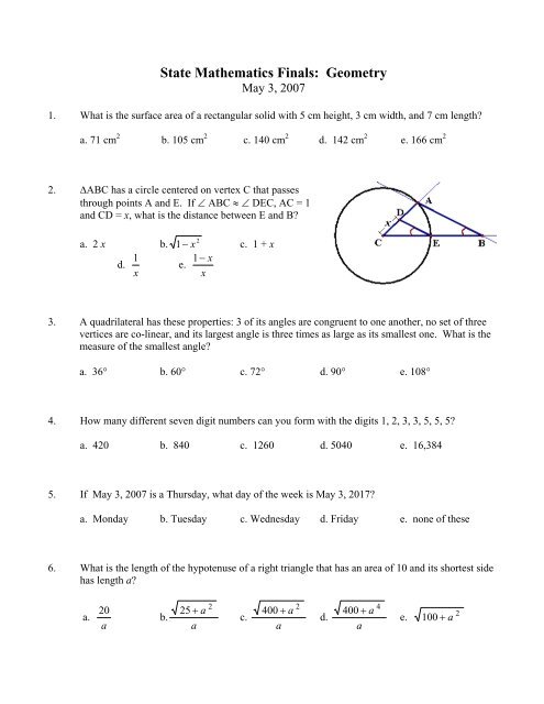 State Mathematics Finals: Geometry