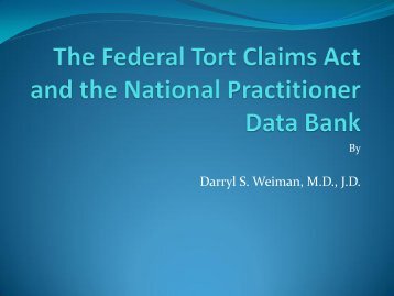 The Federal Tort Claims Act and the National Practitioner Data Bank