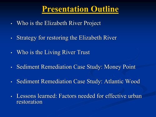 Remediation of Contaminated Sediments in the Elizabeth River
