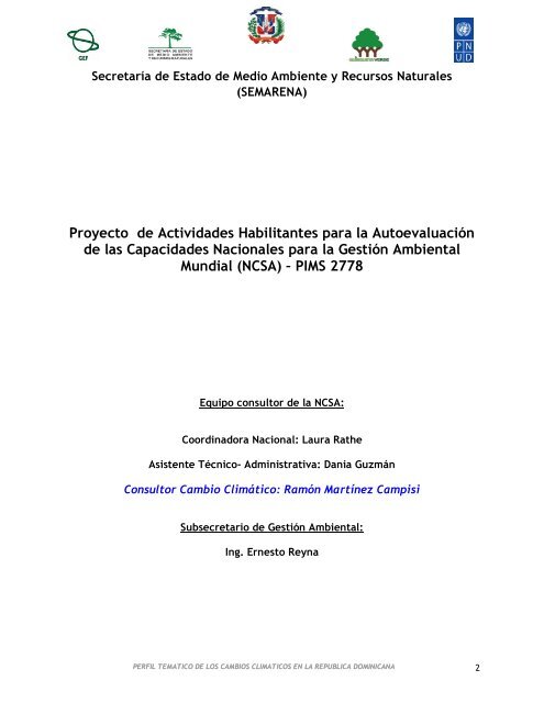 Perfil TemÃ¡tico UNFCCC - Ministerio de Medio Ambiente