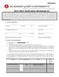 Dependent Verification Worksheets V1 - Academy of Art University