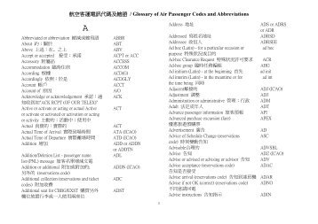 Air Passenger Codes and Abbreviations