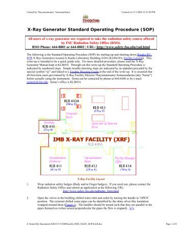 X-Ray Generator (Rigaku RU-H2R) Operating Procedure