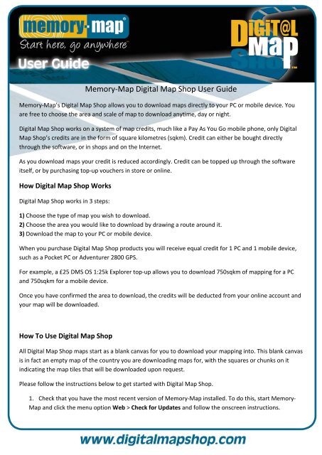 Memory-Map Digital Map Shop User Guide