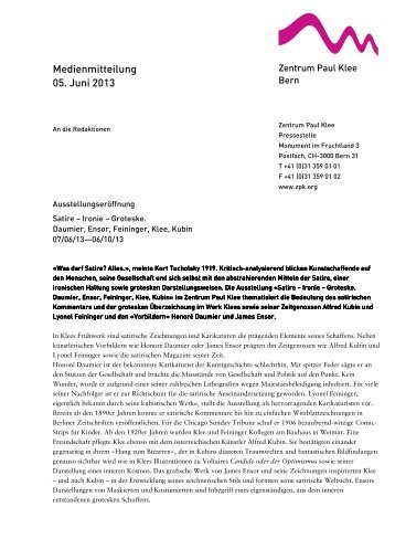 Medienmitteilung (PDF) - Zentrum Paul Klee