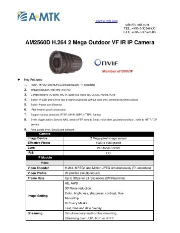 AM2560D H.264 2 Mega Outdoor VF IR IP Camera - GTO Security ...
