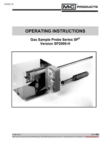 OPERATING INSTRUCTIONS - Webshop, Gas Analysis Technology