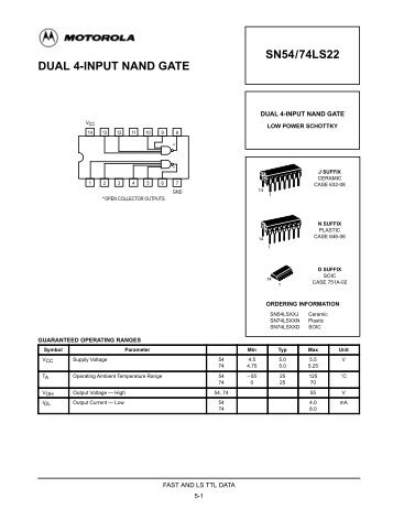 DUAL 4-INPUT NAND GATE SN54/74LS22