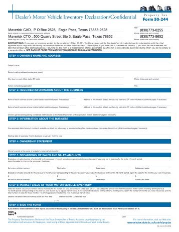 Dealer's Declaration 50-244 - Maverick County Appraisal District