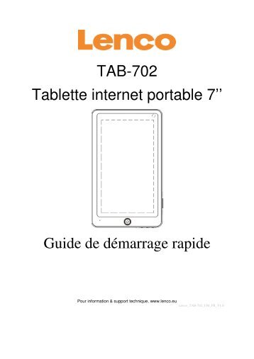 TAB-702 Tablette internet portable 7'' Guide de dÃƒÂ©marrage ... - Lenco