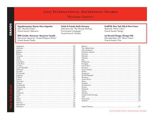 2007 International Advertising Awards - Mercadeo y publicidad