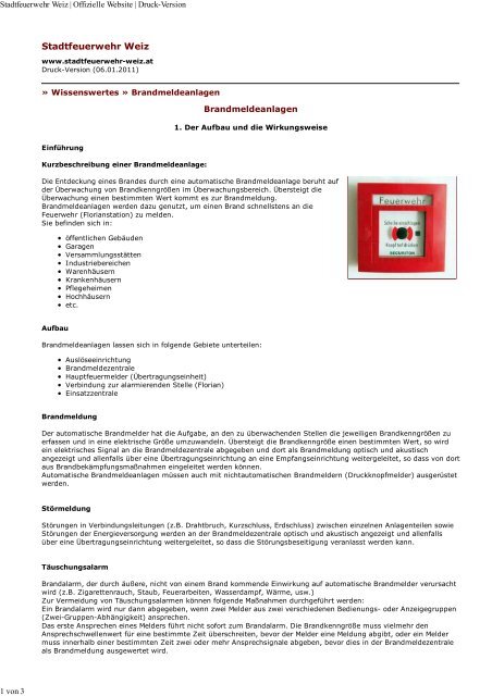 Brandmeldeanlagen [PDF Download] - Stadtfeuerwehr Weiz