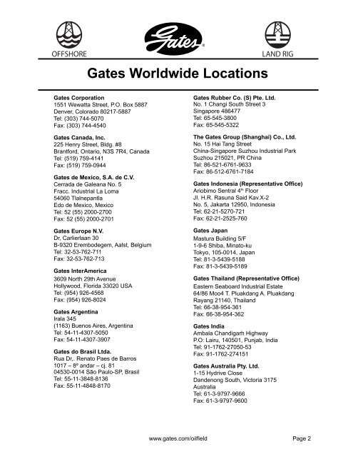 Oilfield Catalog - Gates Corporation