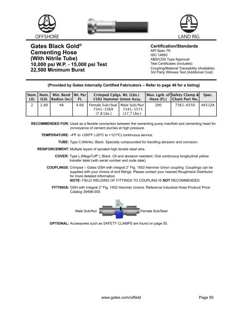 Oilfield Catalog - Gates Corporation