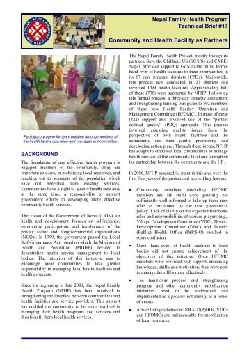 Technical Brief - Nepal Family Health Program II