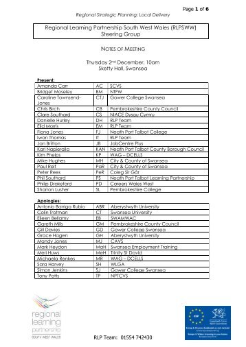 Minutes - Regional Learning Partnership
