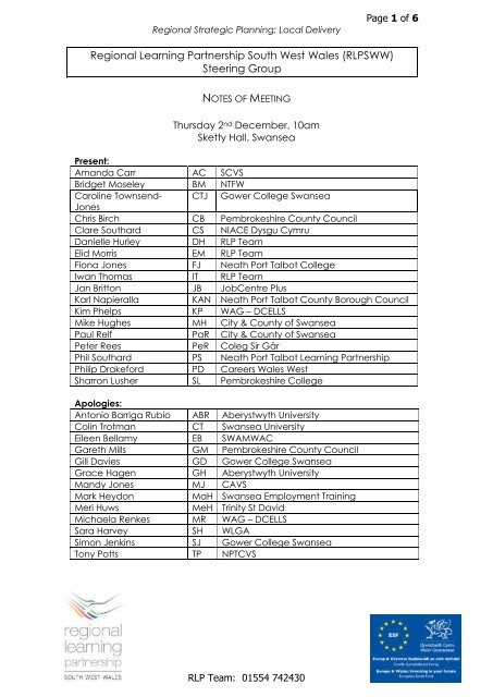 Minutes - Regional Learning Partnership