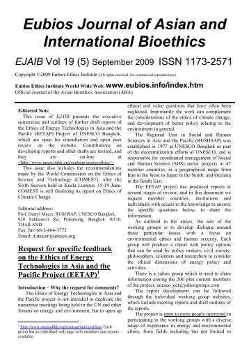 Eubios Journal of Asian and International Bioethics EJAIB