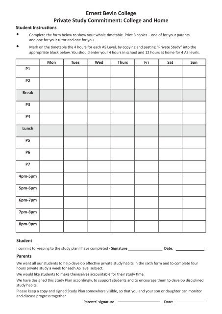 Sixth Form Parents Handbook - Ernest Bevin College