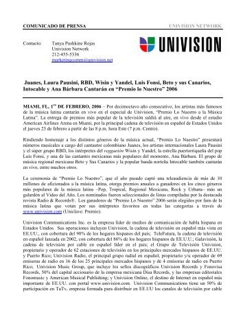 Juanes, Laura Pausini, RBD, Wisin y Yandel, Luis ... - Univision.com