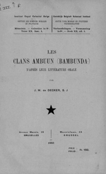 DE DECKER, M. Les clans Ambuun (Bambunda)