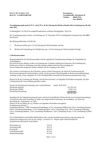 Veranlagungsregeln 2011 - Deichverband Kleve-Landesgrenze